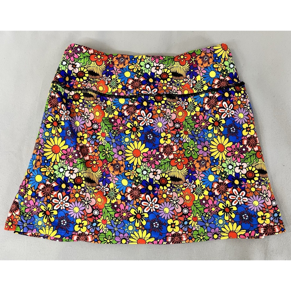 Fulbelle Golf Skirt Skort‎ Women's S Boho Retro Hippie Colorful Flower Power NWT